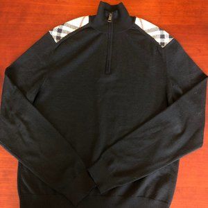 Men's Burberry 1/4 Zip Sweater Black (L)